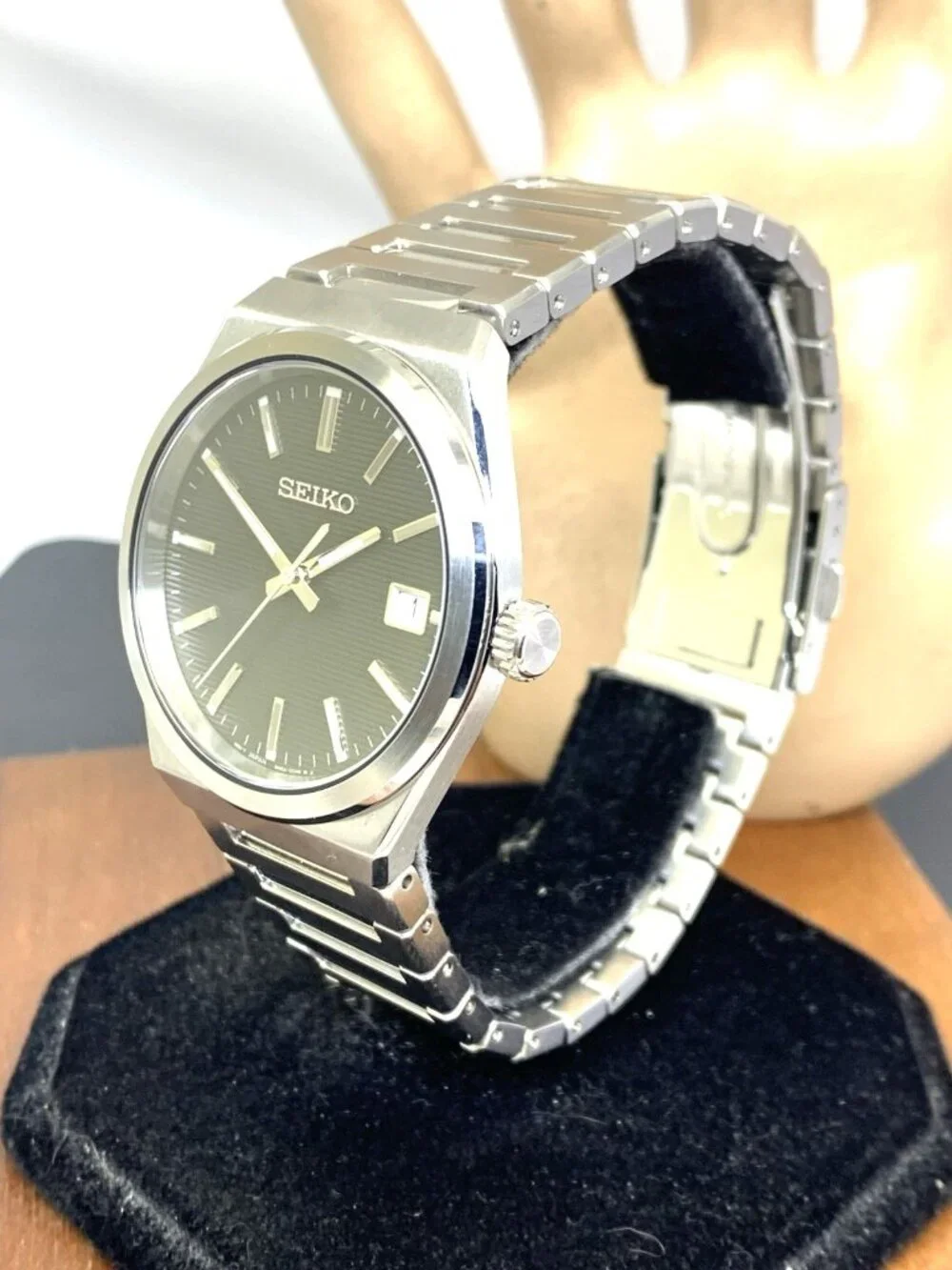 Seiko Men's Watch SUR557 Quartz Gray Dial Date Silver Stainless Steel 39mm